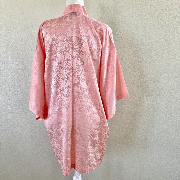Vintage Victoria's Secret Gold Label Robe Womens OS Pink Satin Short Kimono - Picture 7 of 13